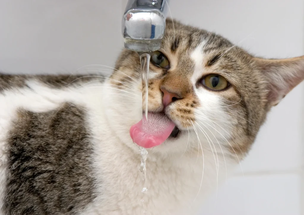cat drinking